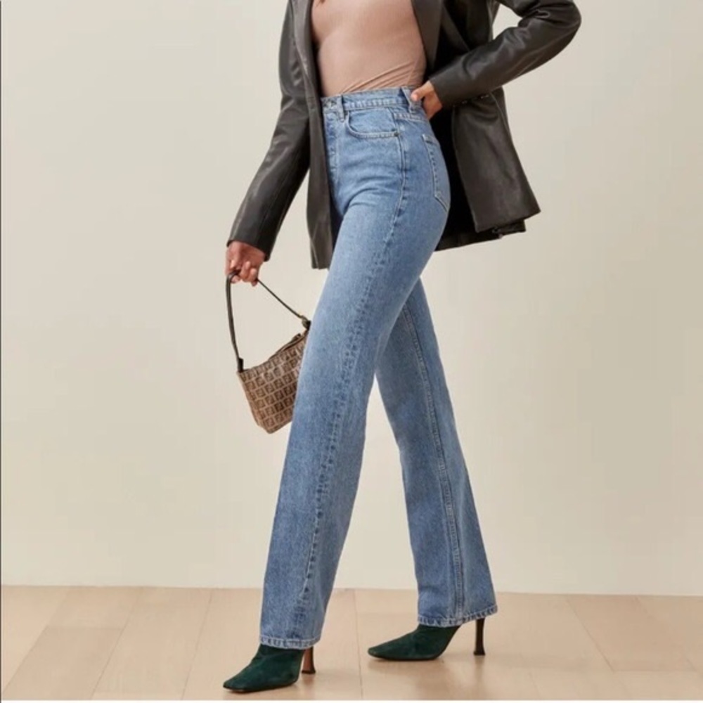 Reformation Cynthia High Rise Straight Long Jeans